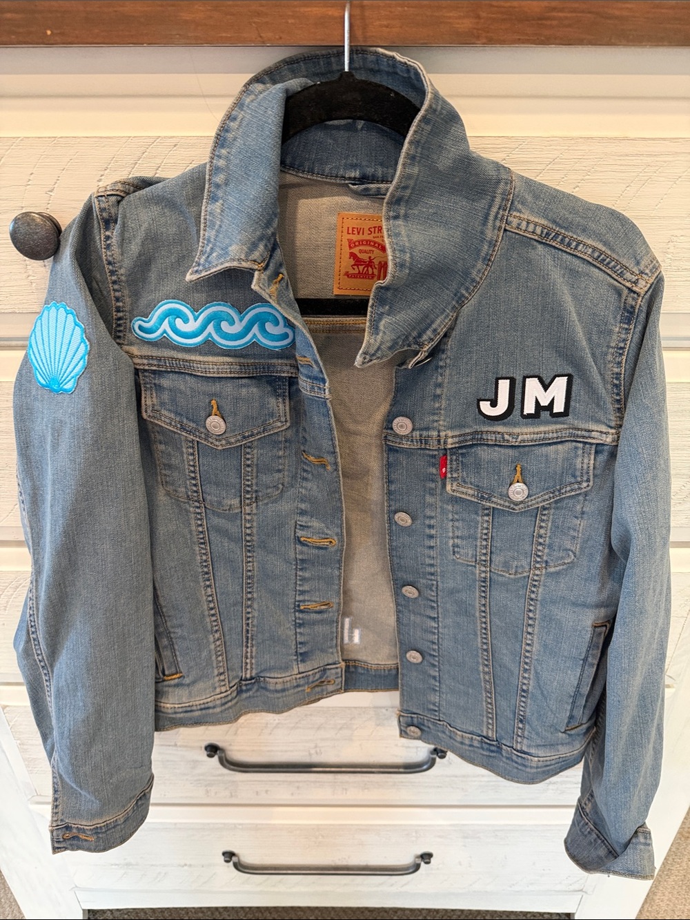 Levi's Light Blue Denim Trucker Jacket with Ocean Patches